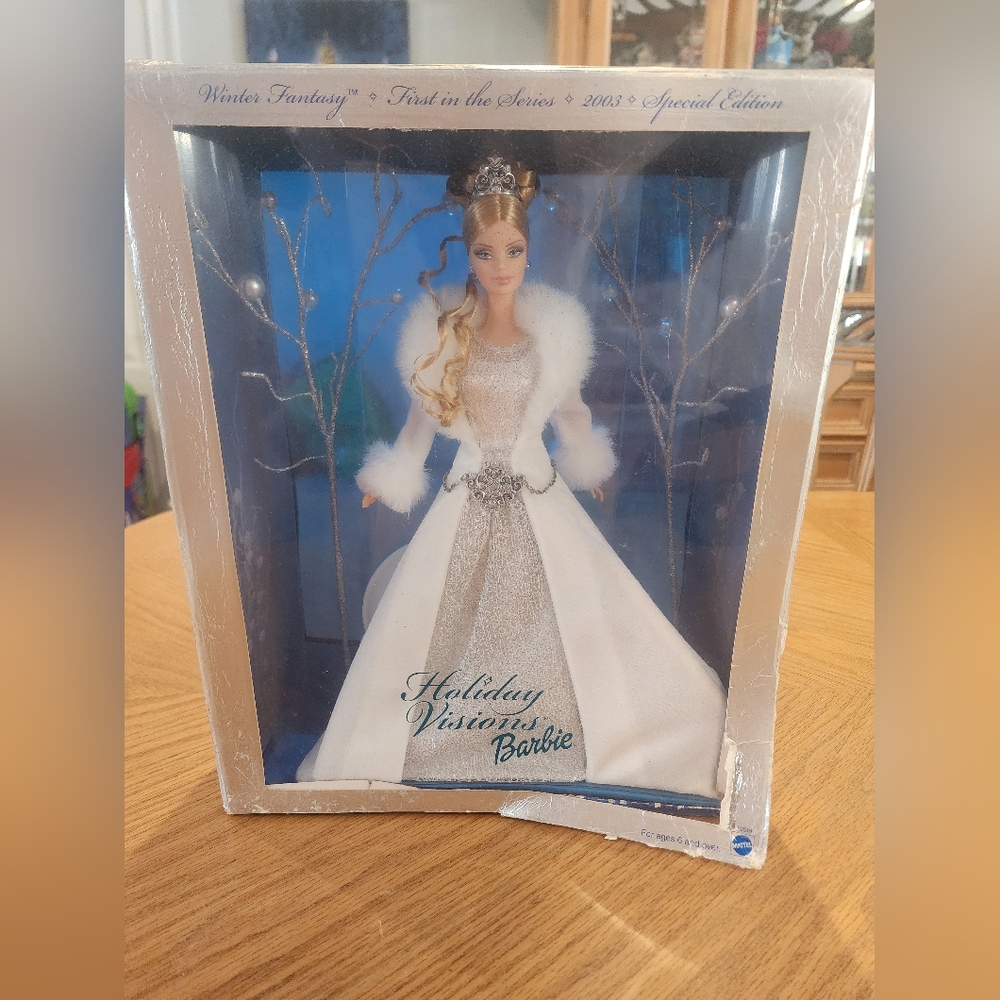 Vintage 2003 Holiday Visions Barbie, Complete In Box, *damaged Box